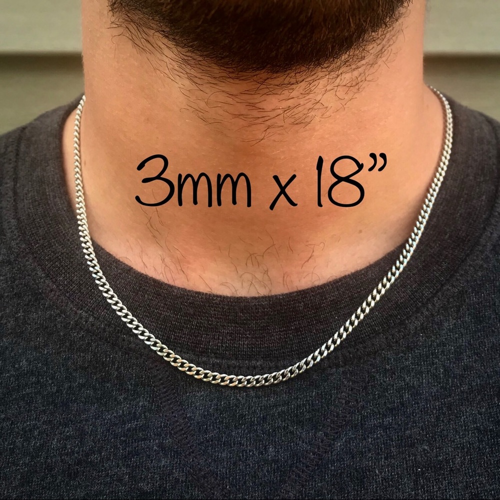 Men’s necklace Cuban link Curb Chain 3mm X 18”